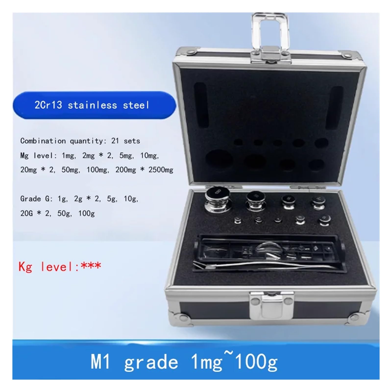 Juego de pesas de calibración for báscula digital de acero inoxidable 304, 24 unidades, grado F1, 1-500 g Para bricolaje(M1 grade)