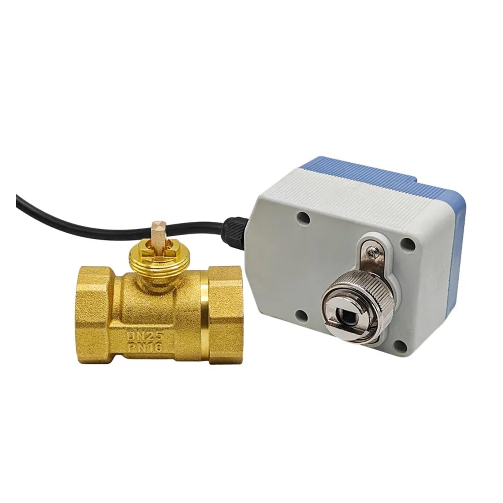 Valvola a sfera elettrica a 2 vie in ottone, grado di impermeabilità IP65, motorizzata con funzione di interruttore manuale, AC/DC 12V/24V/220V(DN25,12VDC_CR02)