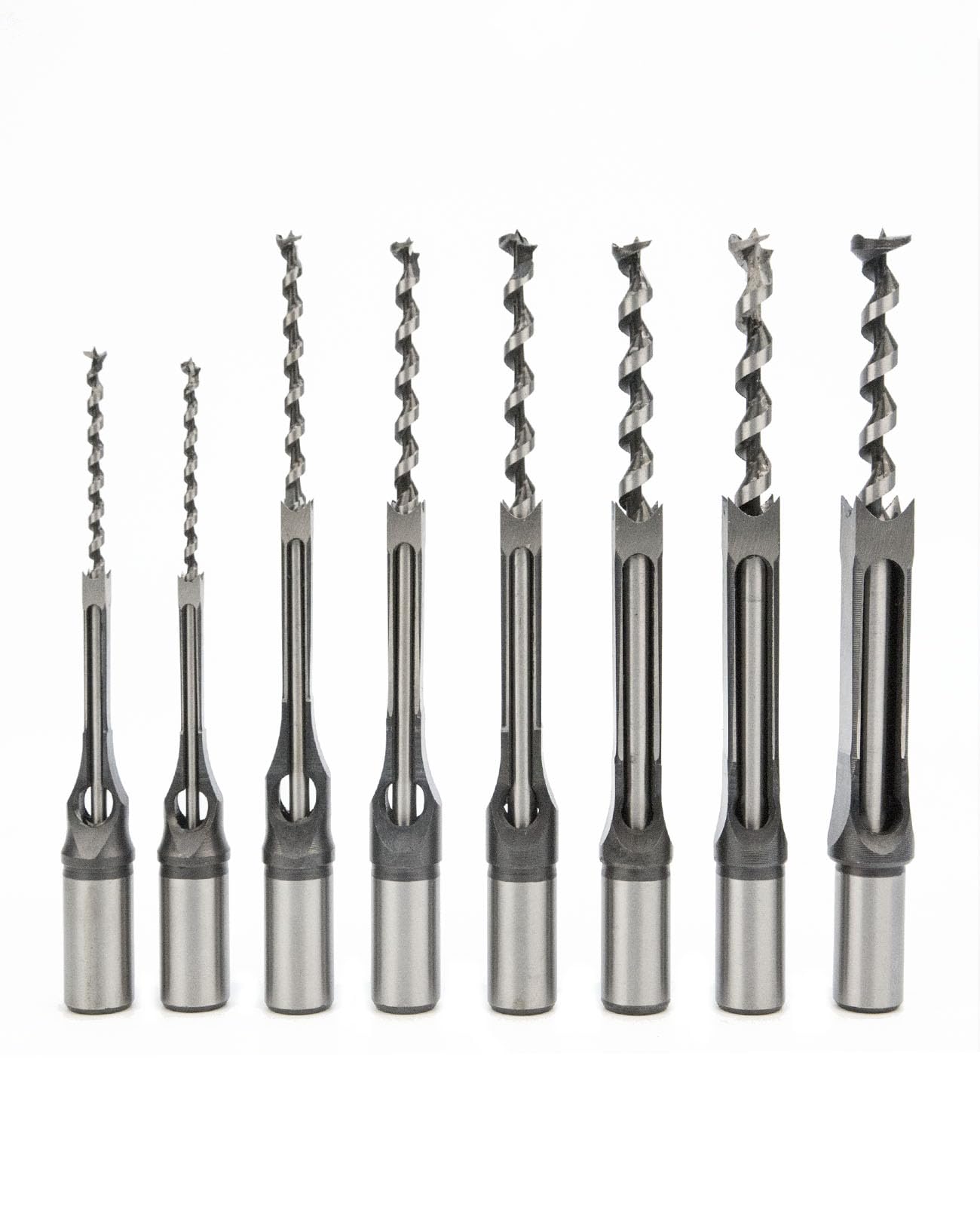 8 Pezzi Trapano Foro Quadrato Mortasatrice Scalpello Set, Punte per Trapano a Foro 6mm/6,4mm/8mm/9,5mm/11mm/12,7mm/14mm/16mm Punte per Trapani per Legno Quadrato per Trapano Legno