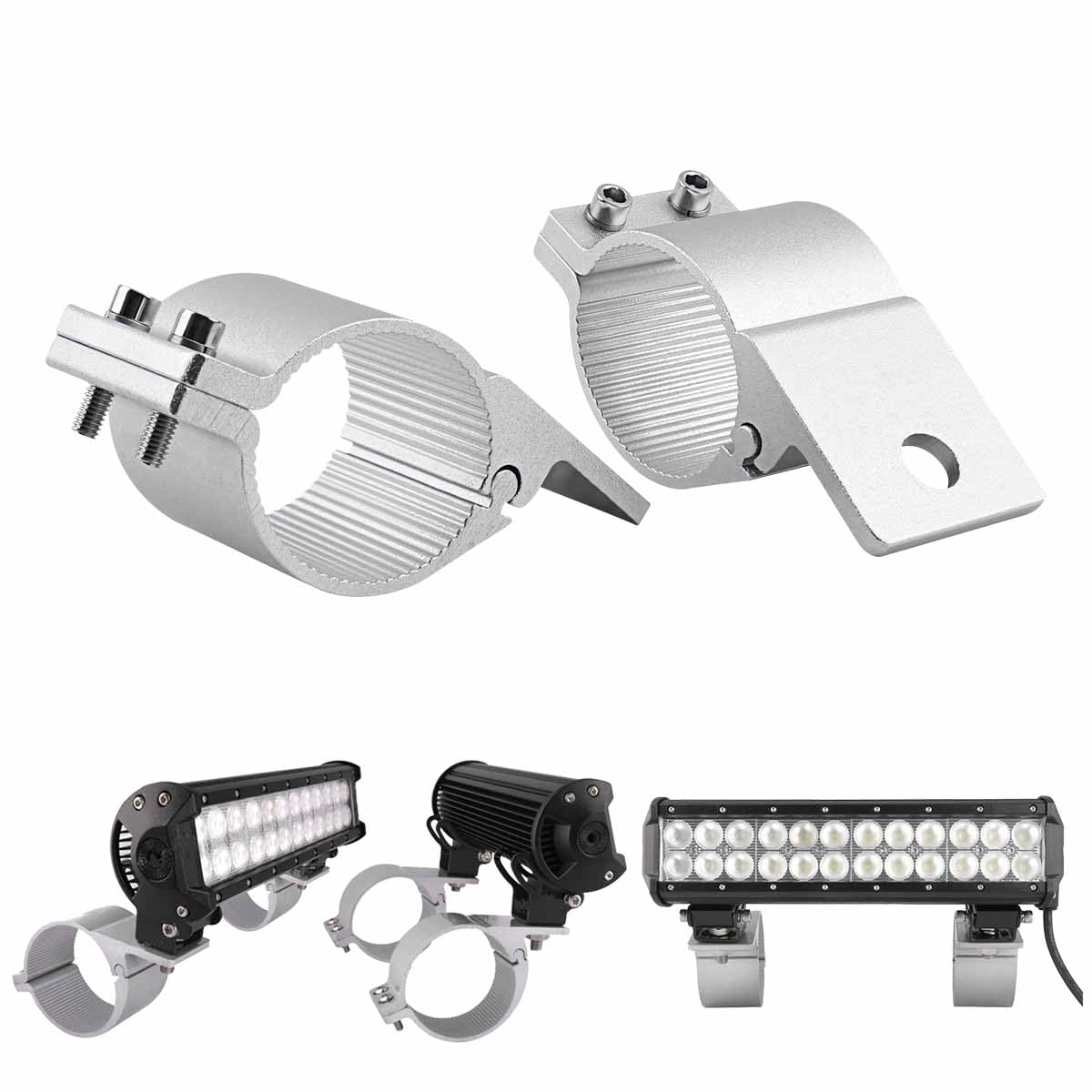 Roof Roll Cage Holder, 2 in Tube Clamps Mounting Brackets Aluminum Nudge Bar Tube Clamp Mounting Bracket Kit on Truck ATV UTV, 2PCS