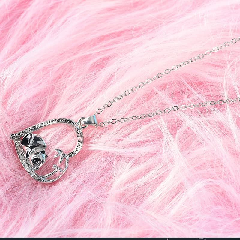 Gift Necklace for Sister from Brother Sister Heart Necklaces for Sisters Always My Sister Forever My Friend Panda Necklace for Little Big Sister Graduation Birthday Gifts4