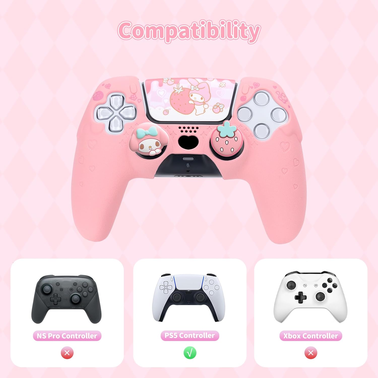 PS5 Controller Skin,Soft Silicone Protective Cover Case Anti-Slip Protective Shell for PS5 Controller with 2 Thumb Grip Caps and 1 Sticker - Image 2