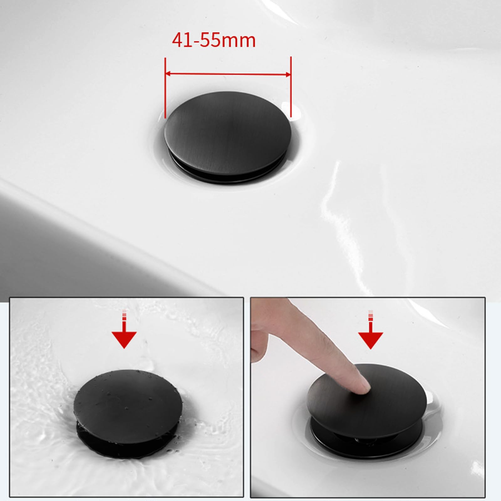 Piletta Lavabo Nero Piletta Lavabo Bagno Pop Up Piletta Di Scarico Lavabo Universale G1 1/4“ Scarico A Scomparsa Tutto In Rame, nero, Ci Sono Dei Buchi