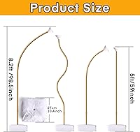 Vista 7 de Kit de soporte para arco de globos, reutilizable de 8.2 pies y 5 pies, soporte de medio arco de globos con base, marco dorado de arco de globos como