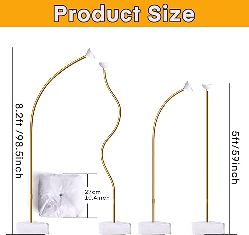 Miniatura 7 de Kit de soporte para arco de globos, reutilizable de 8.2 pies y 5 pies, soporte de arco de medio globo con base, marco de arco de globo dorado para