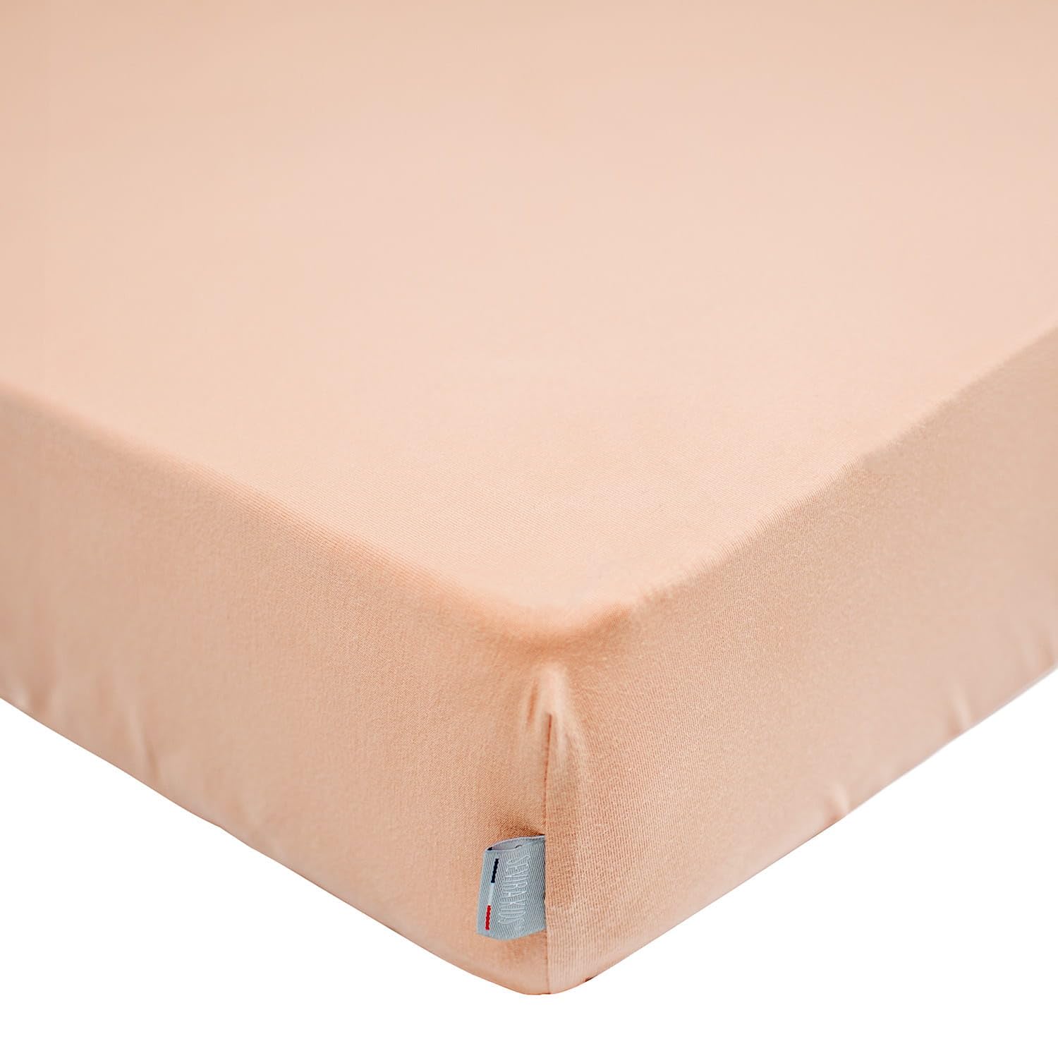 Sevira Kids | Drap Housse en Coton Jersey, Uni - 90x190 cm Pêche - Made in France