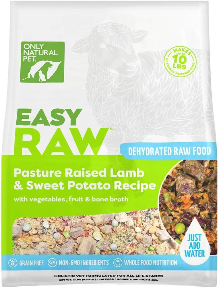 Only Natural PetEasyRaw Dehydrated Raw Dog Food Formula, Contains Real Wholesome Nutrition, Low Glycemic, Paleo Friendly, Non-GMO - Lamb & Sweet Potato Flavor - 2 lb Bag (Makes 10 lbs)-L2