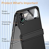 Vista 2 de Funda para Samsung Z Flip 4: [Protección completa de bisagra] Funda delgada para teléfono con protección de pantalla incorporada, protección de Negro