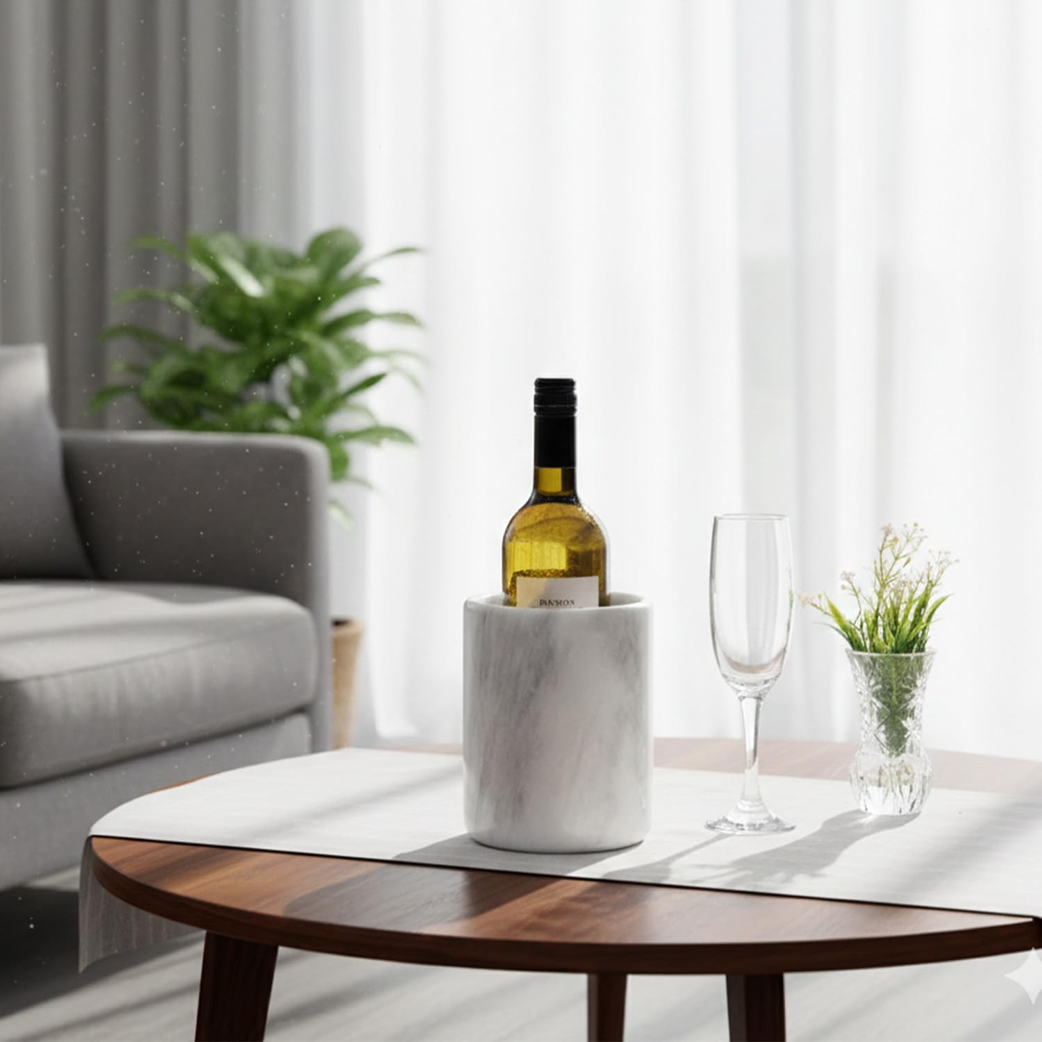 Radicaln Marble Wine Chiller Bucket 6.5" Inches White Handmade Beverage Cooler & Champagne bucket for Bar Accessories, Ideal Wine Bottle Holder & Small Cooler for Home Decoration - Image 4