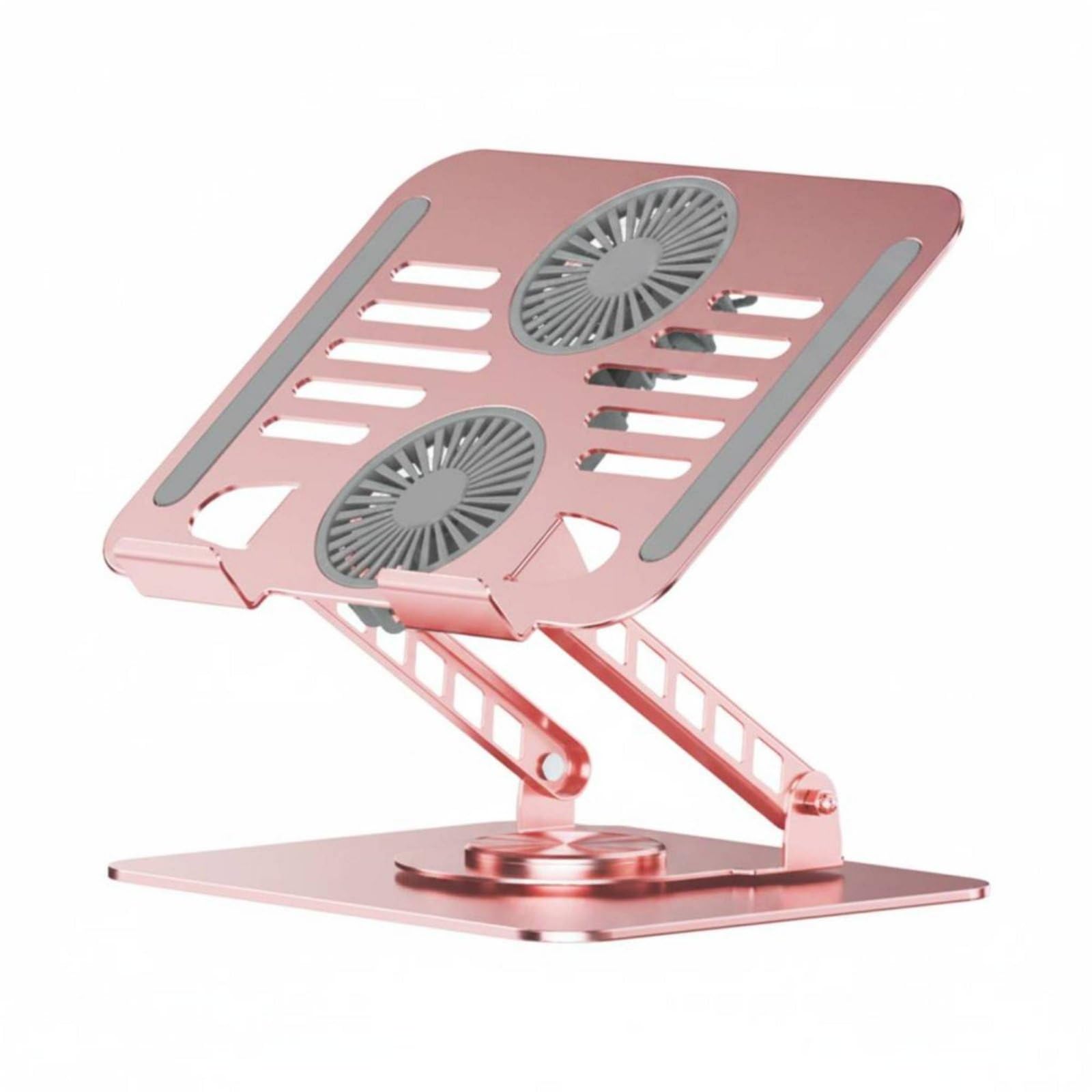 Supporto Laptop Raffreddamento Pieghevole Alluminio Ventilazione Struttura Doppio Braccio Base Girevole Portatile Antiscivolo Adatto per Lavoro, Rosa, Rosa, 17 Pollici