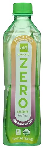 Alo Zumo orgánico de aloe vera de melocotón ciruela, 16.9 FZ