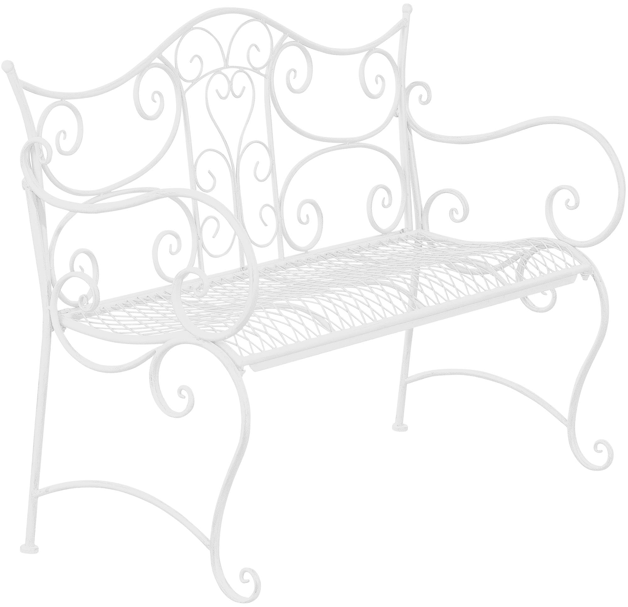 CLP Panchina Da Giardino Tara In Ferro Laccato I Panchina Da Esterno Stile Rustico Nostalgico I Panca Outdoor 113 x 47 CM, Colore:bianco