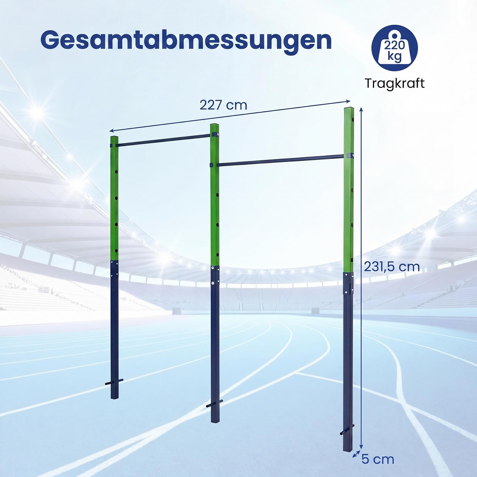 COSTWAY Turnreck Outdoor, einzelne/doppelte/dreifache Turnstange wetterfest, Reckstange 80-172 cm höhenverstellbar, Dip Station Stahl bis 330kg, Pull Up Bar für Kinder, Erwachsene