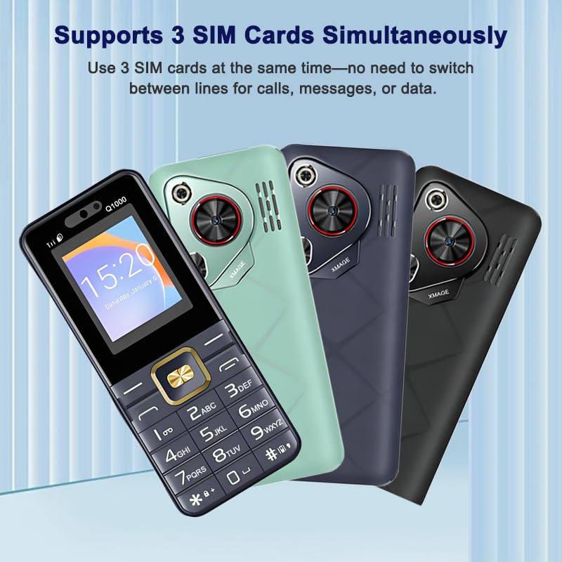 Image of Unlocked Senior Cell Phone, Big Button 3 SIM Senior Phone, Easy to Use Mobile Phone with Large Capacity Battery, Flashlight, Voice Recorder, Calendar, Alarm Clock, Calculator