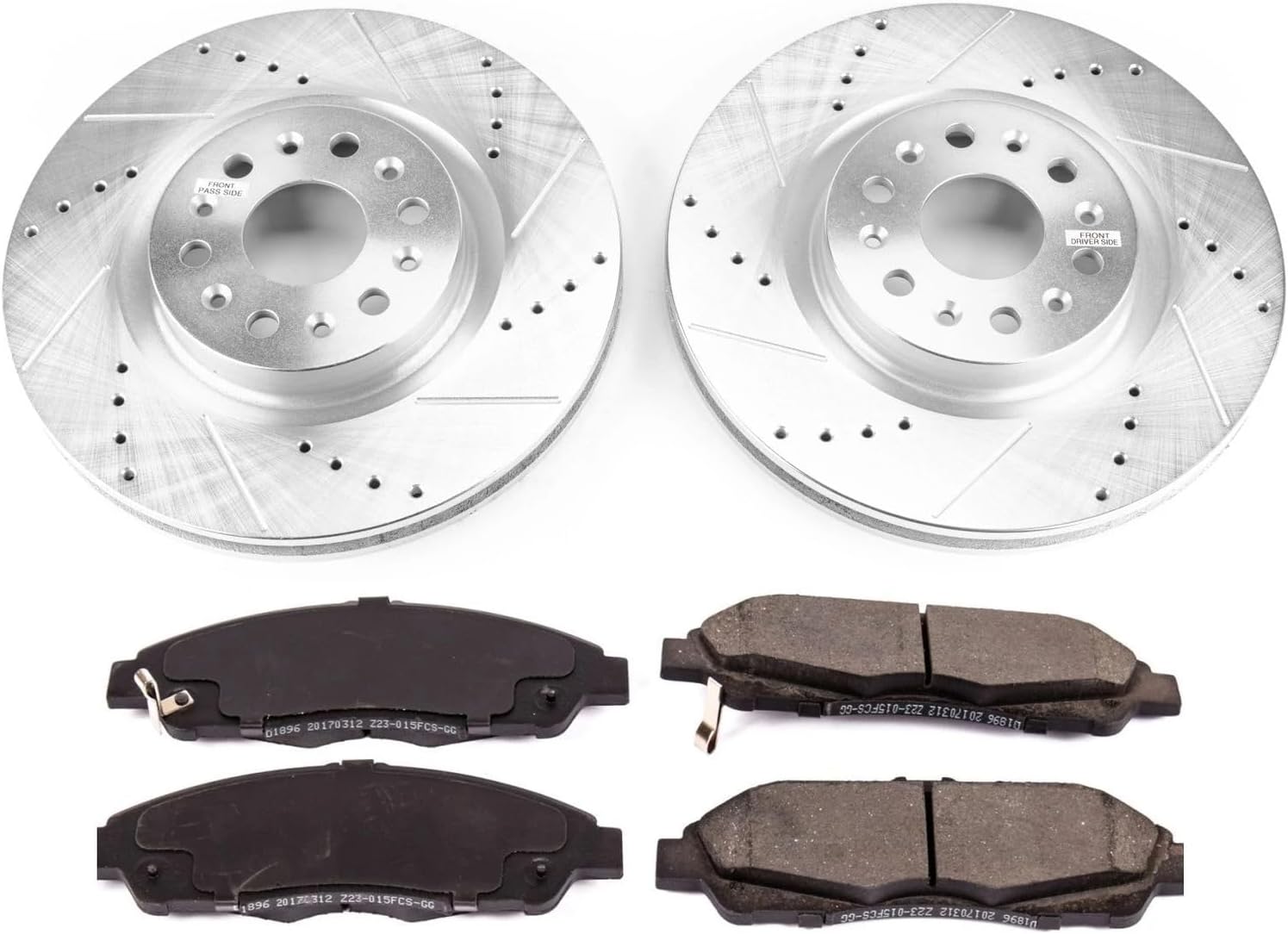 PowerStop Front Brake Kit For Buick Enclave 2018-20 |Cadillac XT5 2017-20 |XT6 2020 - Drilled and Slotted Disc Rotors with Ceramic Brake Pads Replacement, K7883
