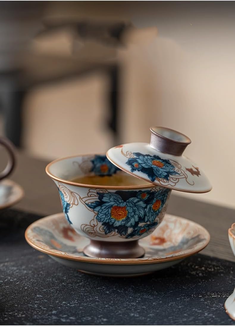 Nephrite Porcelain Gongfu Tea Set, Home Office Tea Pot Tea Cup Gift Box-set1