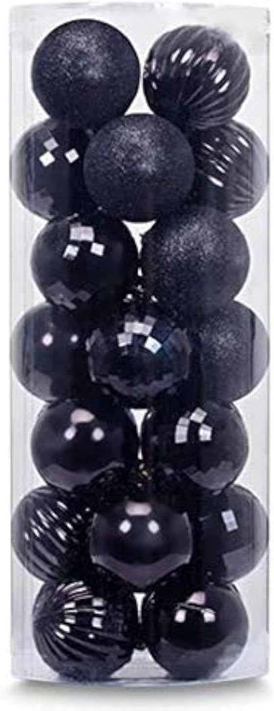 Small Size 28ct shatterproof Christmas Ball Ornaments in 4 Classic finishes for Christmas Tree Decoration (Black, 1.57“ Mini Size)