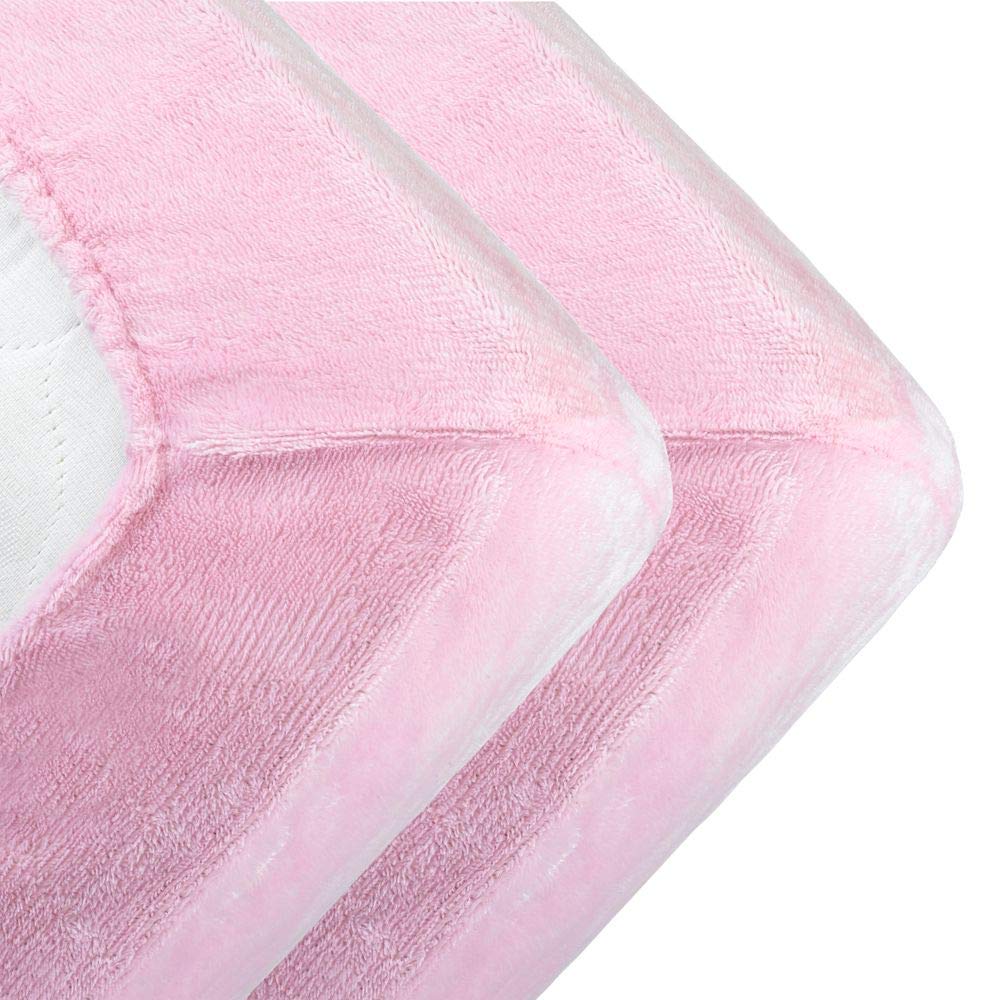 MALIKA® Premium warme Spannbettlaken Cashmere-Touch Bettlaken Jersey Fleece Spannbetttuch Laken, Farbe:Rosa, Größe:2er Set 90-100 x 200 cm
