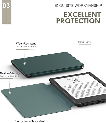 Miniatura 4 de MoKo Funda para lector electrónico de 6 pulgadas de 11 generación 2024 y 2022, apagado y encendido automático, cubierta inteligente de poliuretano