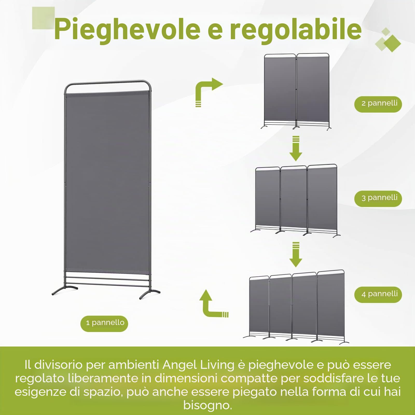 Angel Living Paravento con un Pannello, Decorazione Elegante, Separatore di Ambienti, Divisorio di Camere, 80 x 180 cm (Grigio)