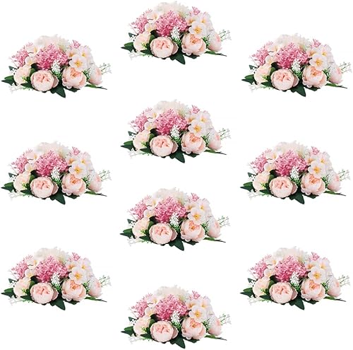 Miniatura 39 de Centros de mesa de bolas de flores para mesas: 10 piezas de flores blancas para centros de mesa, arreglos florales, centro de mesa para boda