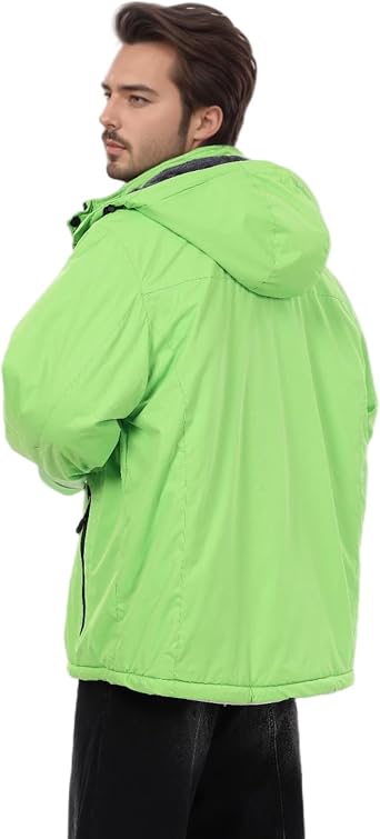 Men's Waterproof Ski Winter Jacket with Detachable Hood, (S-4XL), Warm Windproof Snow Coat for Skiing & Snowboarding