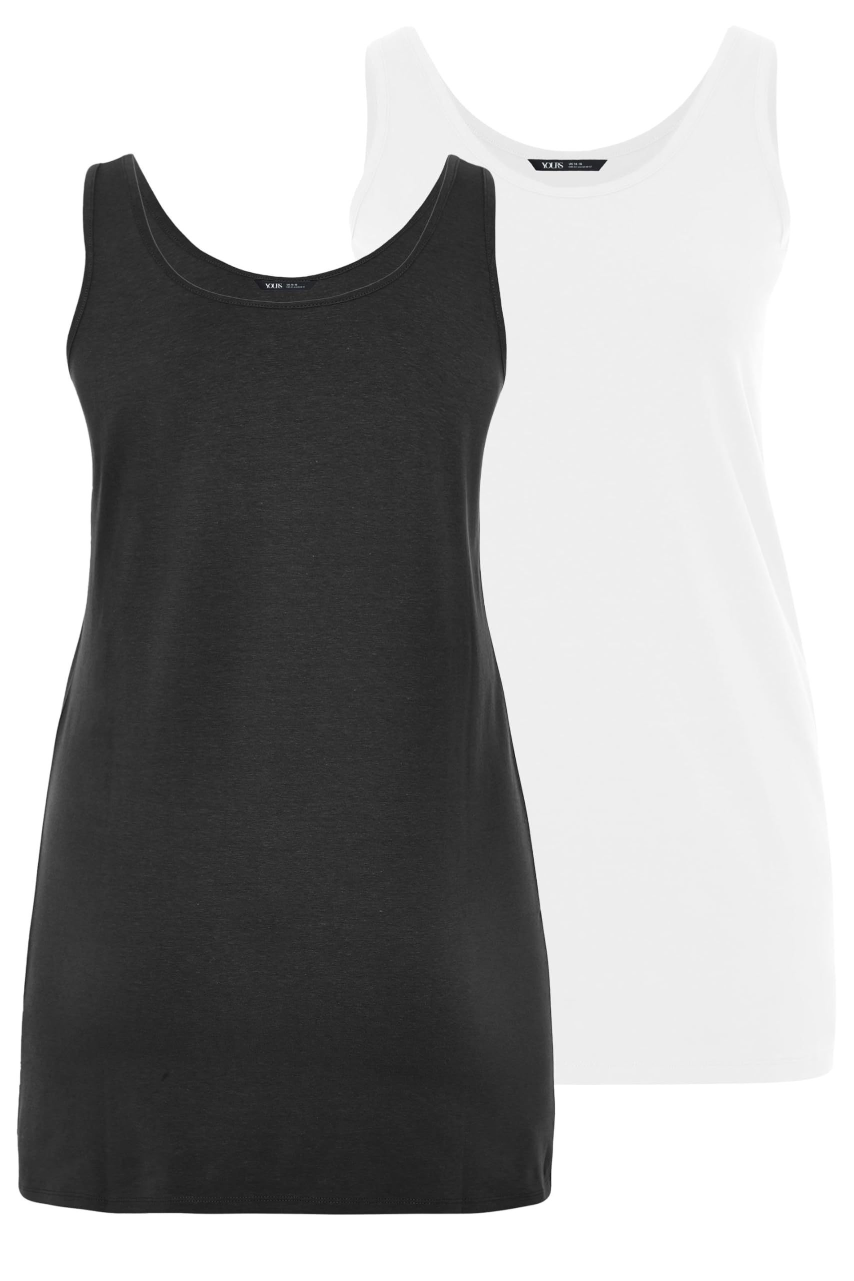 Yours 2 Pack Longline Vest Tops - Black - Size 22-24