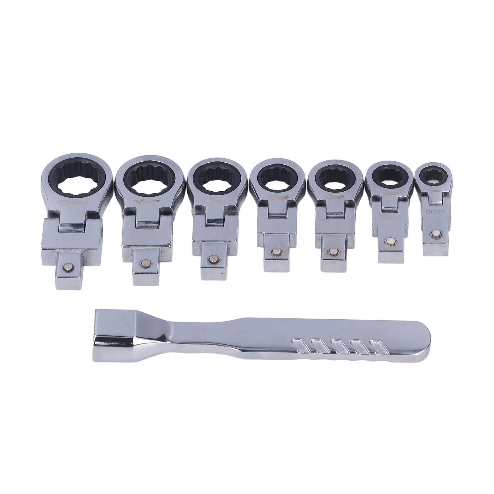 Fyearfly Ratschenschlüssel-Set Flexibel – 8-teilig Mit 7 Köpfen 8-19mm Für Enge Stellen