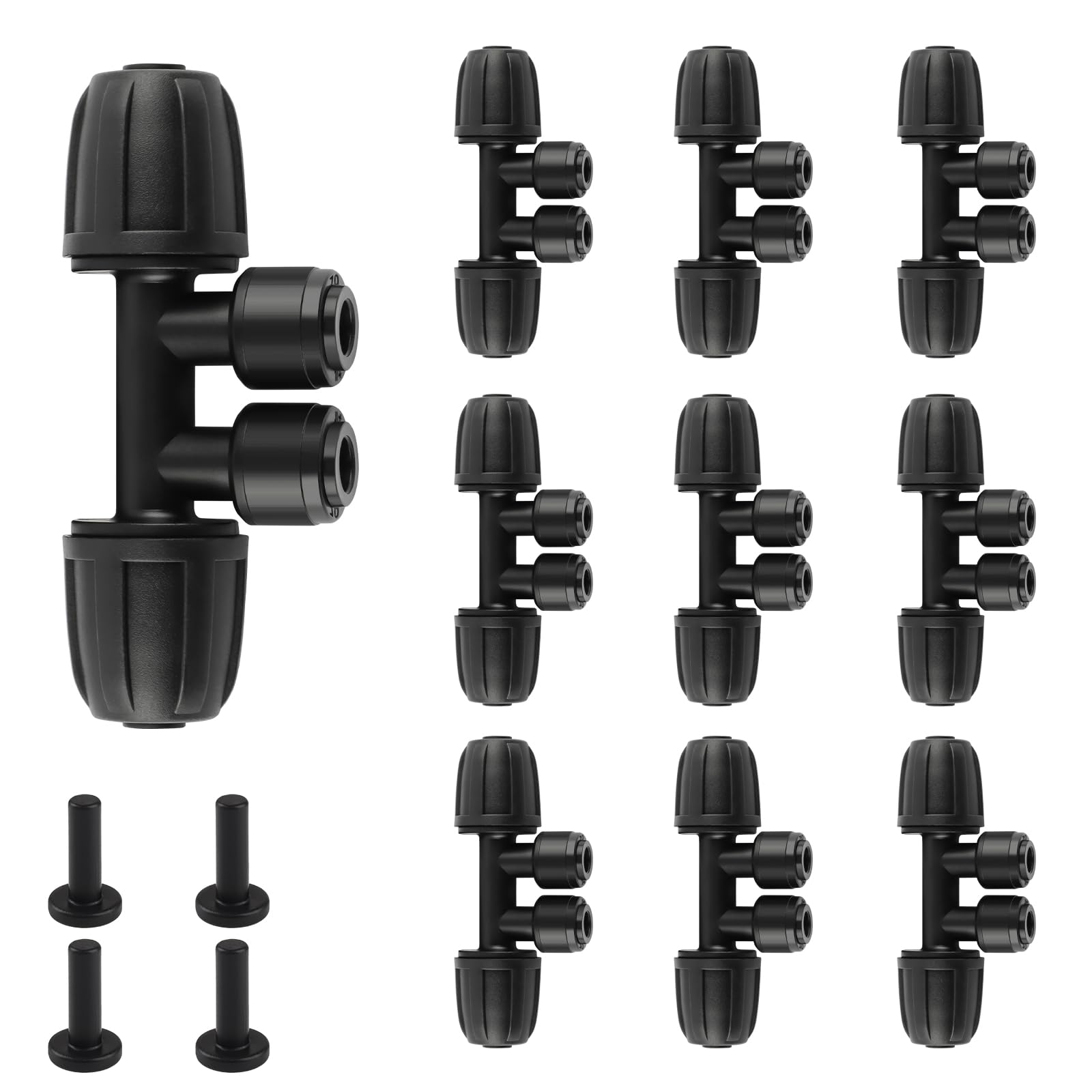 Kalolary 10PCS 5/16" to 1/4" Drip Irrigation Fittings with 4 End Plugs
