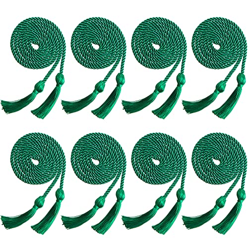 Image of Trounistro 8 Pieces Graduation Cords Yarn Honor Cords with Tassel for College Graduation Students (Dark Green)