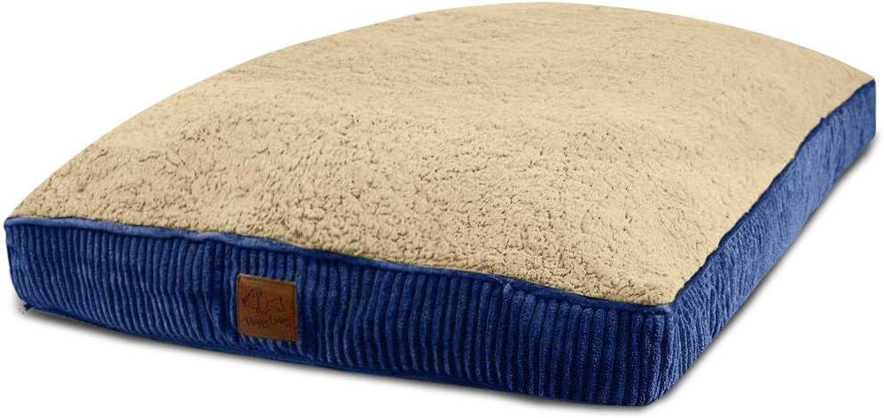Floppy Dawg Universal Dog Bed Replacement Cover. Removable and Machine Washable Cover for Mattress and Rectangular Pillow Beds. Extra Large 48L x 30W. Blue with Beige Top. : Pet Supplies