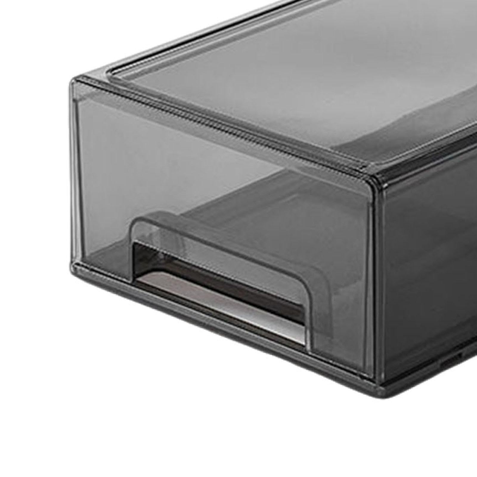 Organizador de Escritorio con Cajón, Contenedor de Almacenamiento de Escritorio, Versátil, Acrílico, Gris Claro Medio, Individual