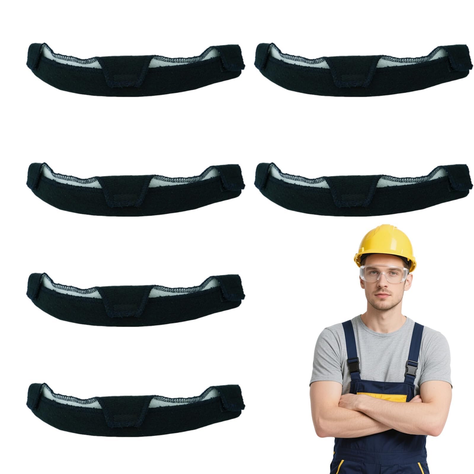 6 Pcs Hard Hat Sweatband, Hard Hat Liner, Hat Sweat Liner for Construction Workers and Welders, for Industrial and Outdoor Work Environments, Helmet Liner with Sweat Absorption Features, Washable
