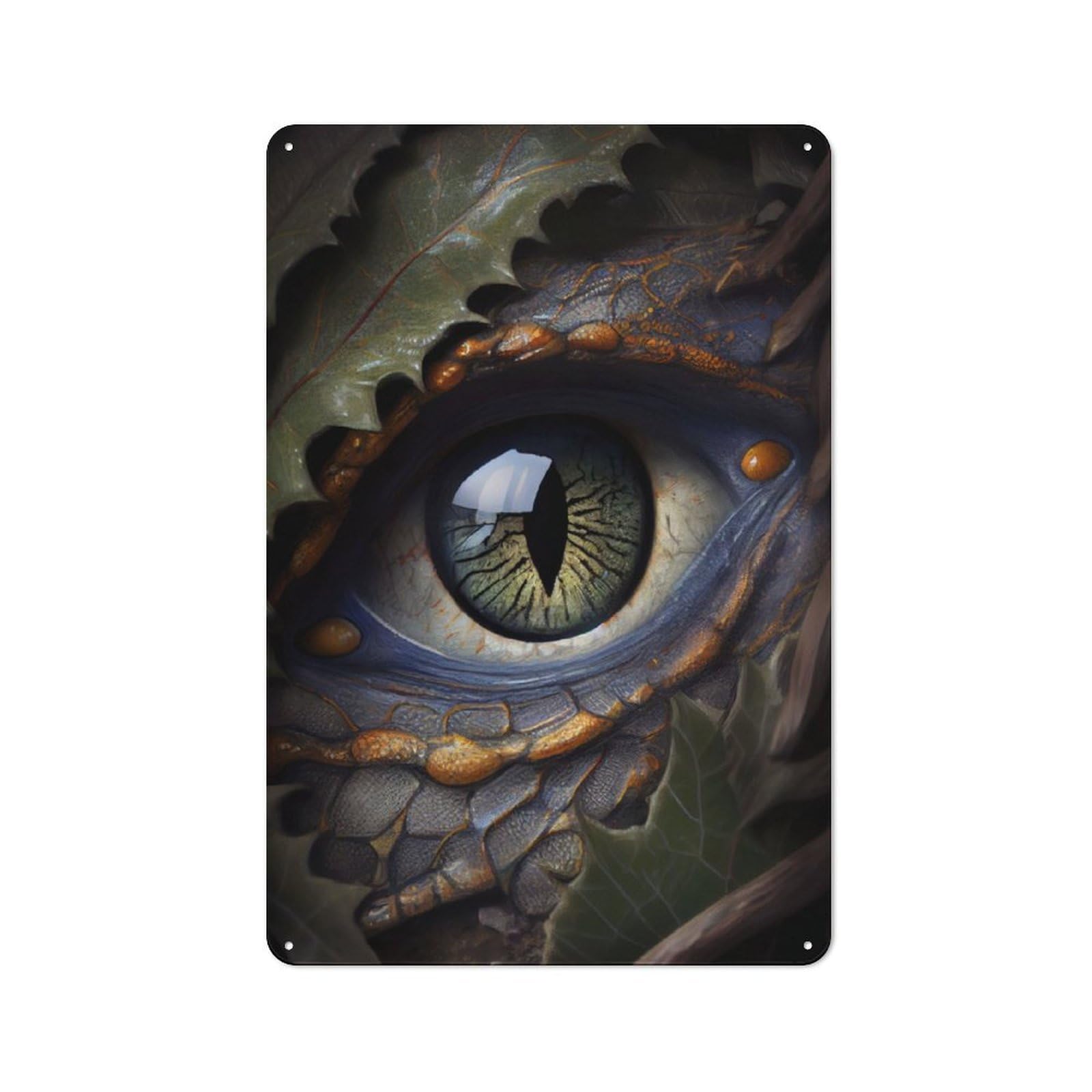 Junmoney Fantasy Dragon Green Eye Rustic Tin Sign 30X20cm Featuring For Bar Or Restaurant, A Housewarming Gift For Bar Decor Enthusiasts