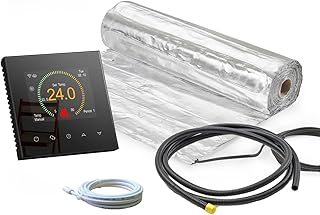 Komplett-Set Alu-Heizmatte AluPro für Laminat/Klickvinyl 140 W/m² mit Thermostat RT-70 Wlan Tuya schwarz (20 m² - 0,5 x 40 m)