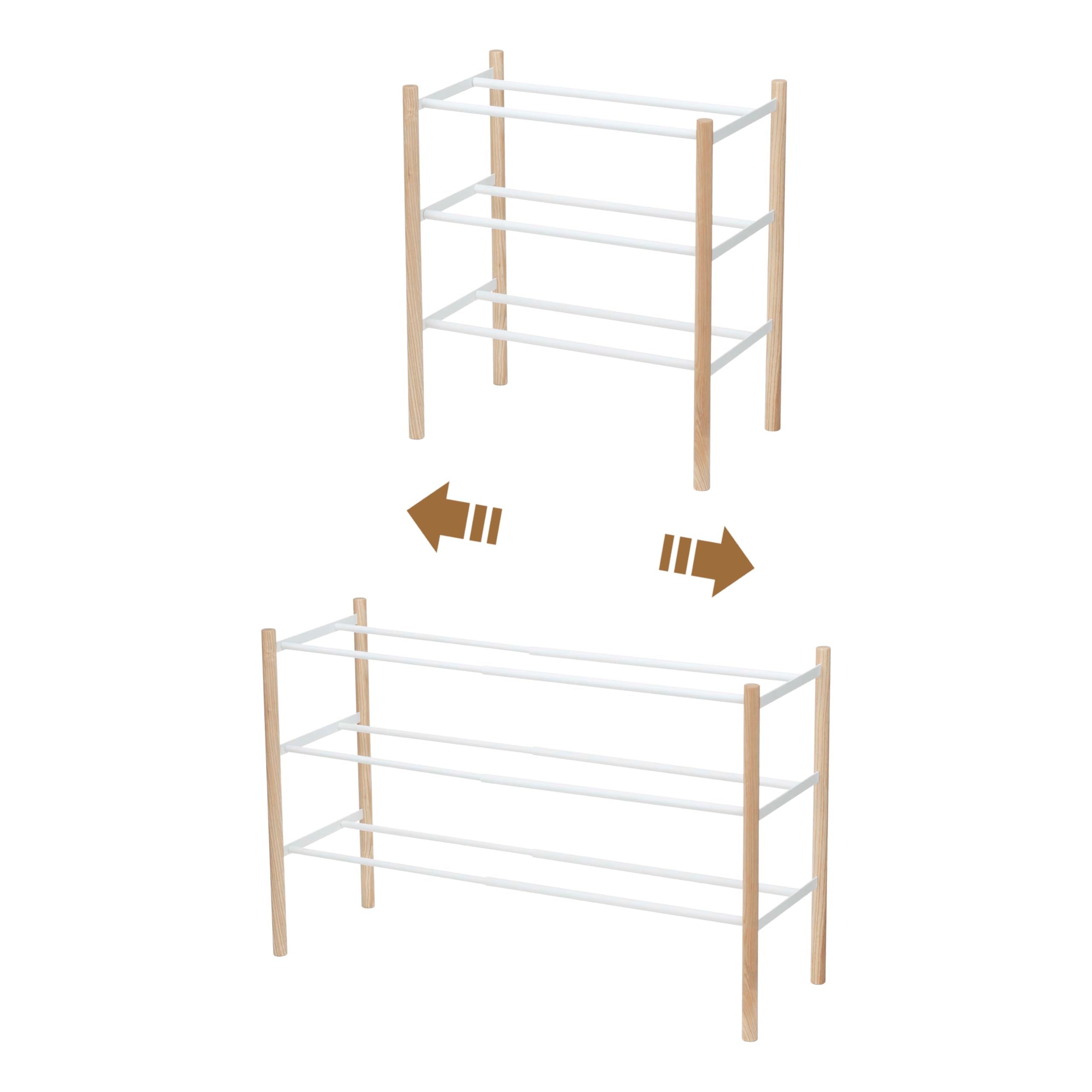 YAMAZAKI home Plain Expandable 3-Tierd Shoe Rack White,