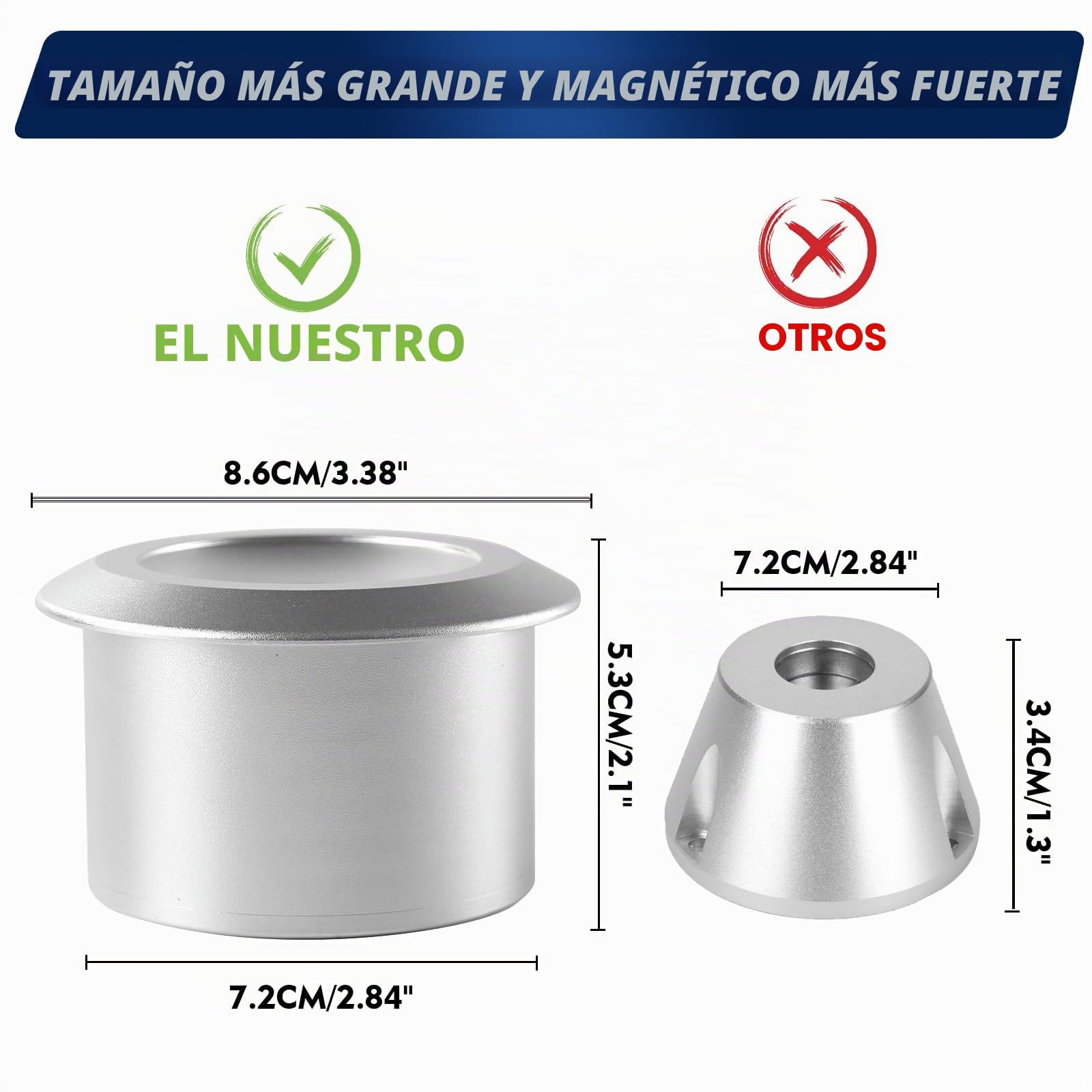 Super potente imán de tierras raras, imán fuerte de 25000 Gs, Plata para uso comercial, El paquete incluye juego de tornillos de fijación