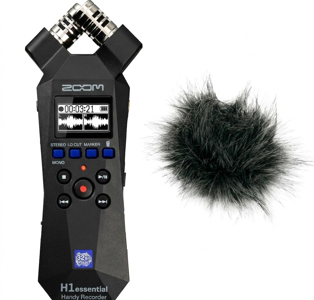 Zoom H1essential 2-Track 32-Bit Float Portable Audio Recorder Bundle with WSH-1E Hairy Windscreen-picture-10