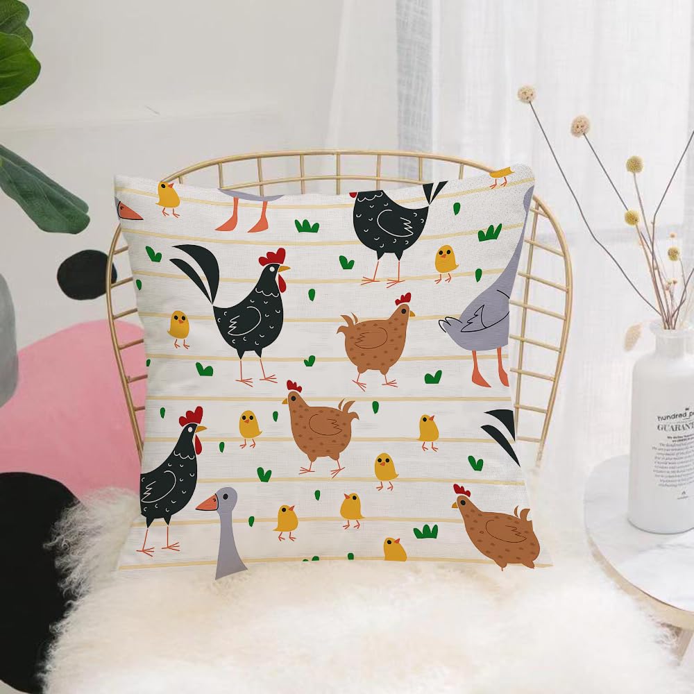 HYOSXW Cushion Cover,Throw Pillow Case Home Decorative for Living Room Bedroom Sofa Chair 16X16 Inch,Easter chicken seamless pattern. Funny laying hens with baby chicks and eggs bi,Pillowcase 40X40cm