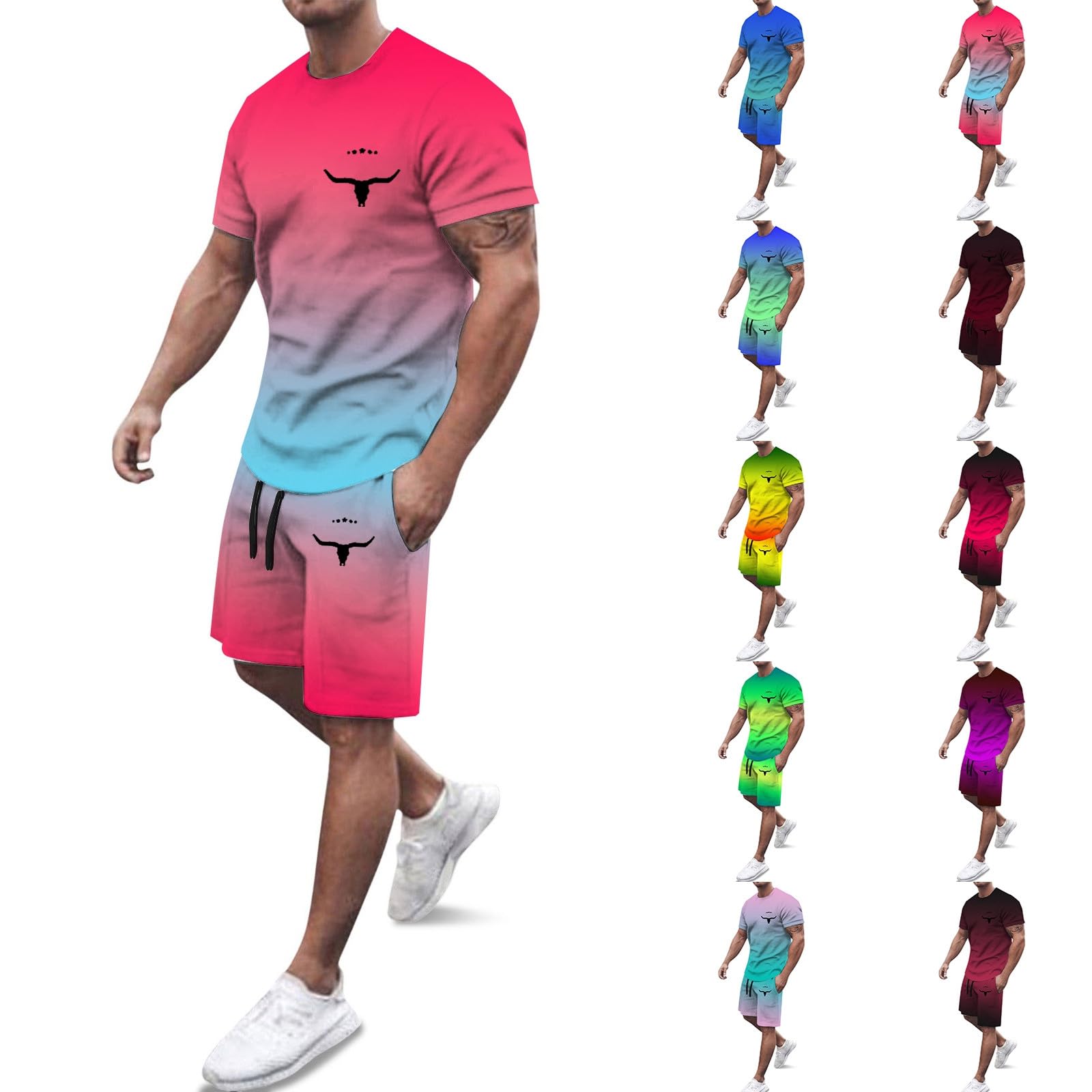 Chándal para hombre holgado, traje de ocio corto de 2 piezas, camisetas de manga corta, pantalones cortos, conjuntos informales, cómodos, ropa deportiva para fitness, ligero y aireado