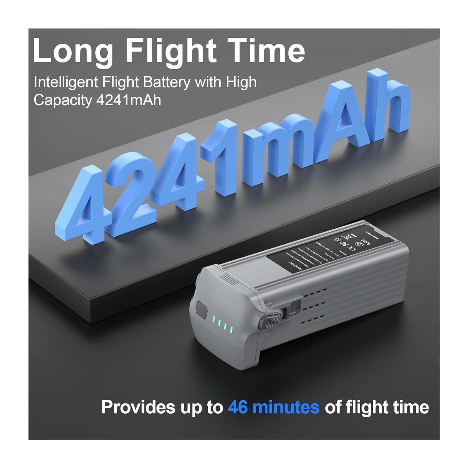 Batteria Di Volo Intelligente Da 4241 MAh, Compatibile Con DJI Air 3 / Air 3S Drone, Tempo Di Volo Esteso Di 46 Minuti, Sostituzione Ad Alta Capacità(2PCS Battery)