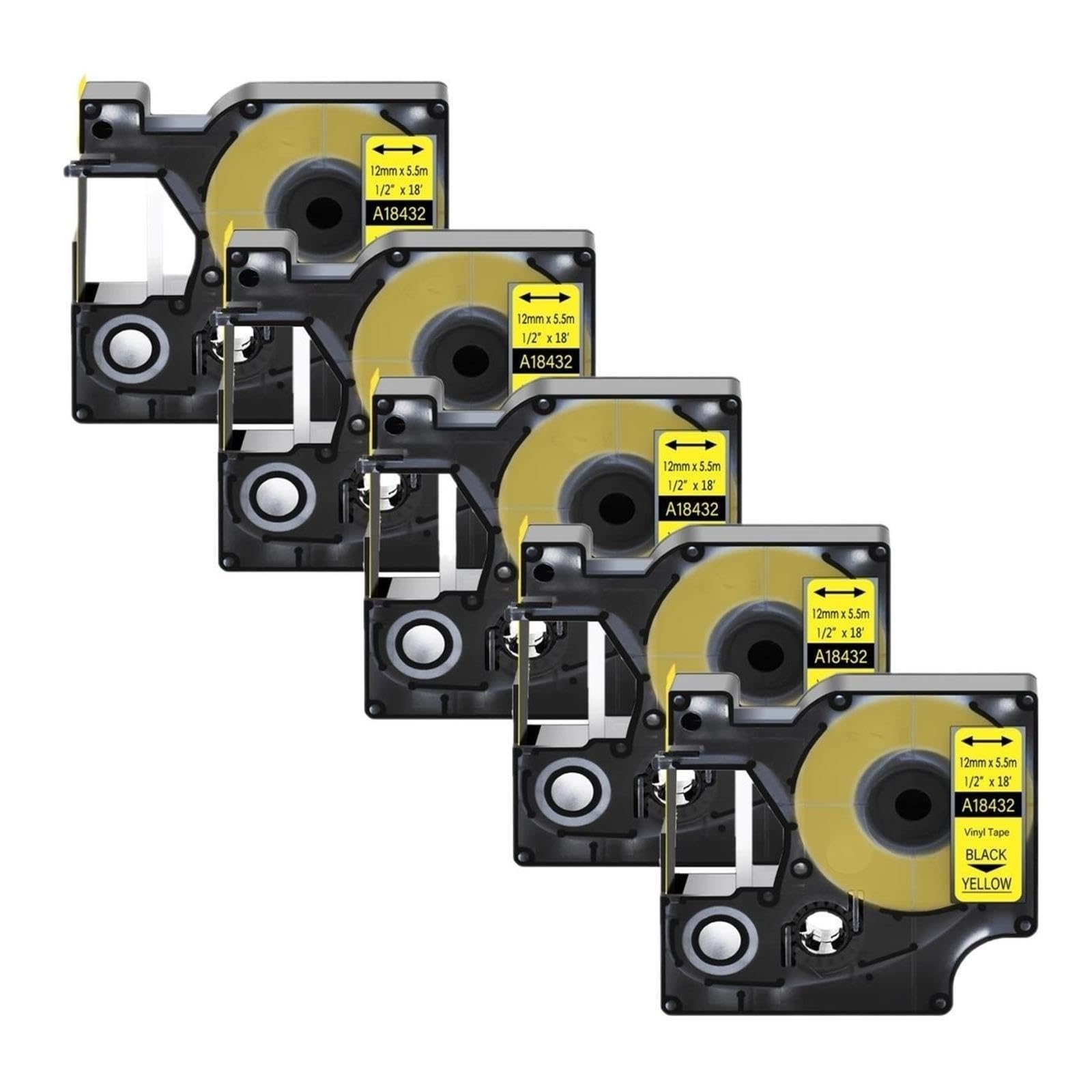 Ruban d'étiquettes en Nylon Flexible IND, 5 pièces, 18488 18489(5PK Vinyl Yellow,9mm)