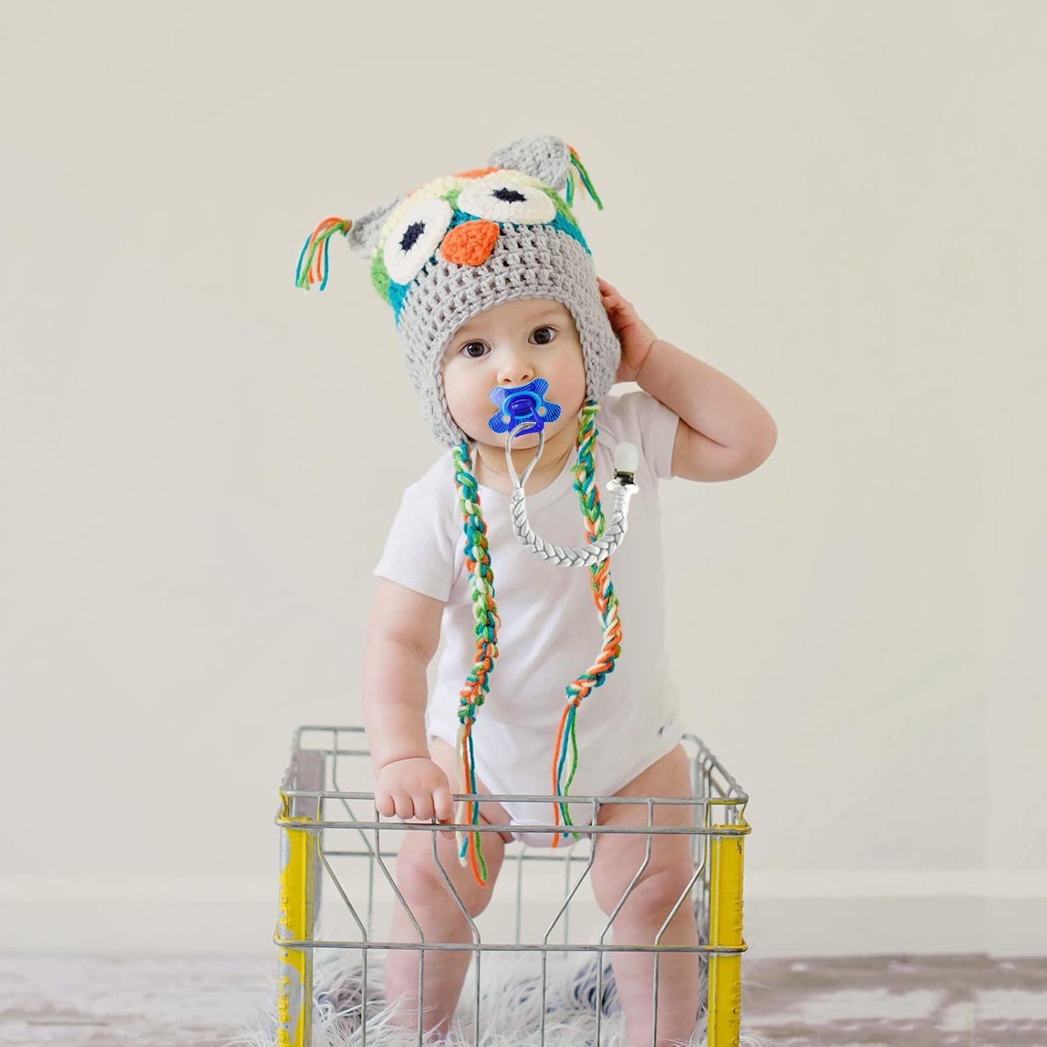 7 Pcs Braided Pacifier Clip, Pacifier Clips for Boys & Baby Girls, Pacifier Holder Clip Binky Clips