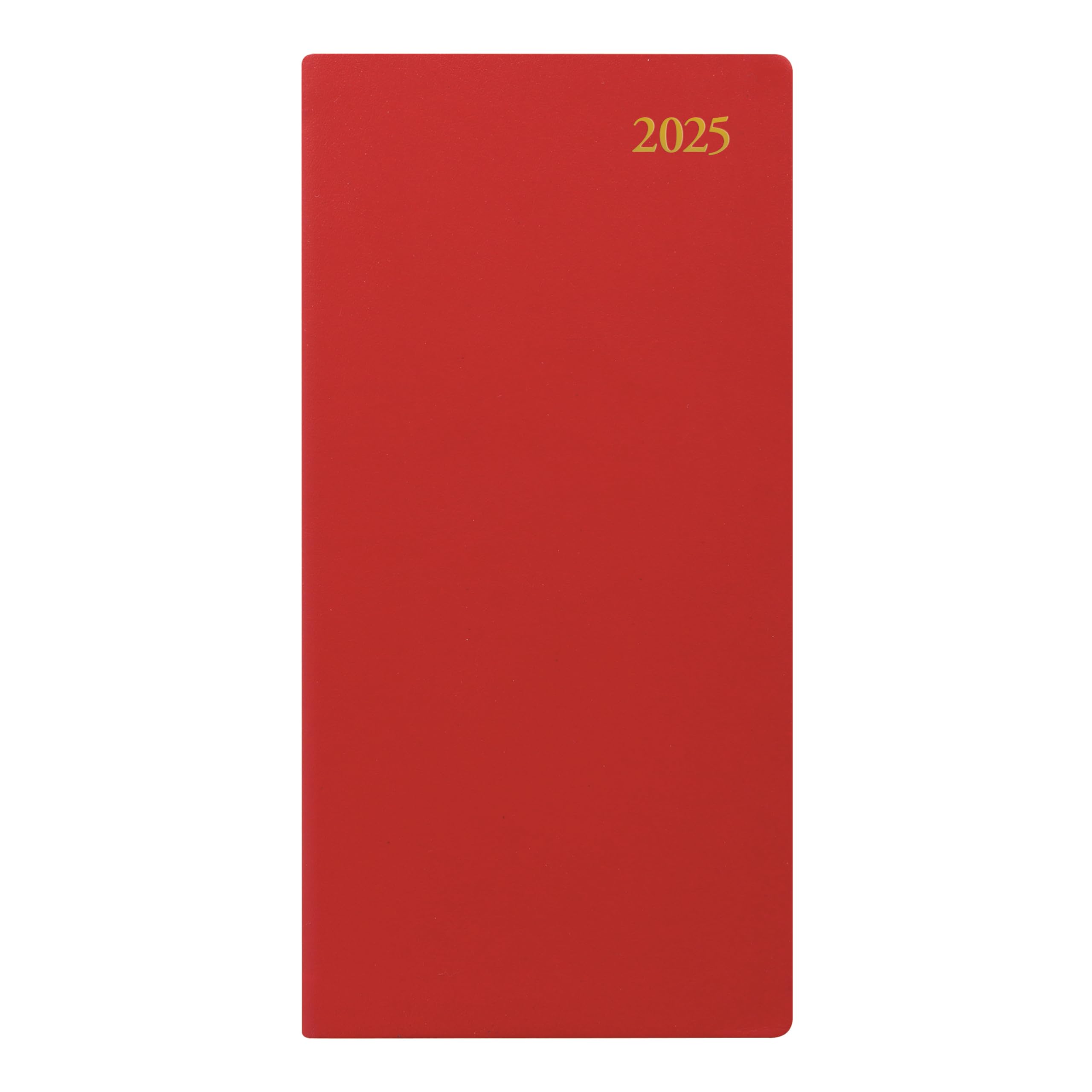 Letts of London Signature Slim Wochenansicht Leder Tagebuch mit Planern 2025, 17,3 cm Höhe, Rot, Büro- und Schulbedarf