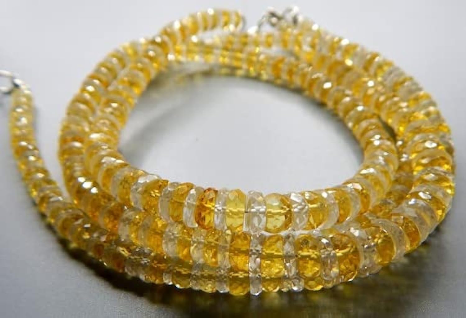 Quartz citron perles multi facettées 6x5mm pour création bijoux et collier fait main
