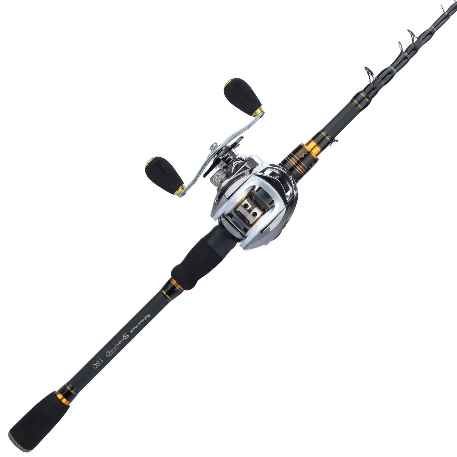 Sougayilang Baitcaster Fishing Rod and Reel Combo, Ultra Light Baitcasting Fishing Reel for Travel Saltwater Freshwater and Beginner 5.9FT/6.9FT