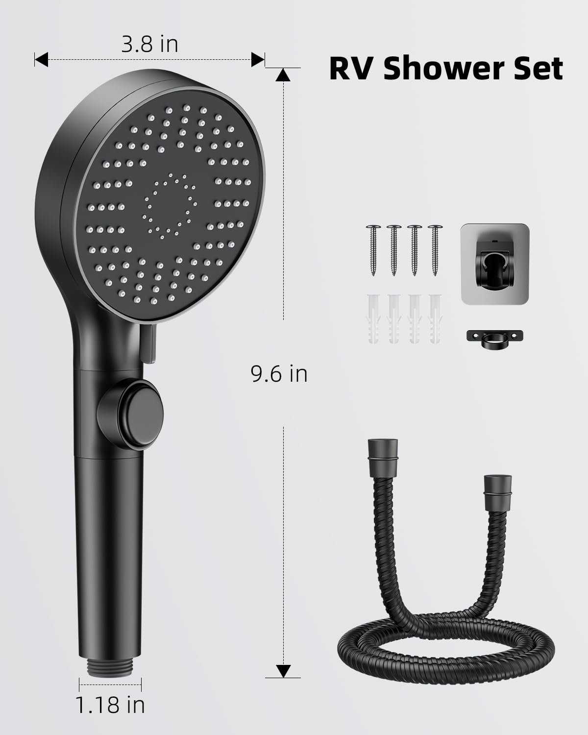 RV Shower Head - 5 Modes, Stainless Steel Hose -7
