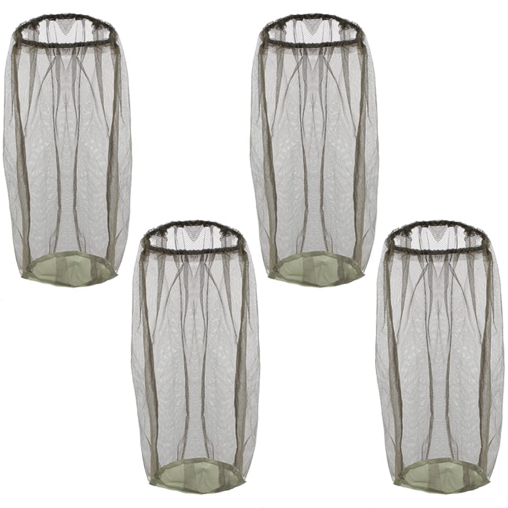 4 Pack Head Net Face Mesh, Minelife Mosquito Hat Mask Head Cover for Camping Hiking Fishing Protecting from Insect Bug Bee Mosquito Gnats Green