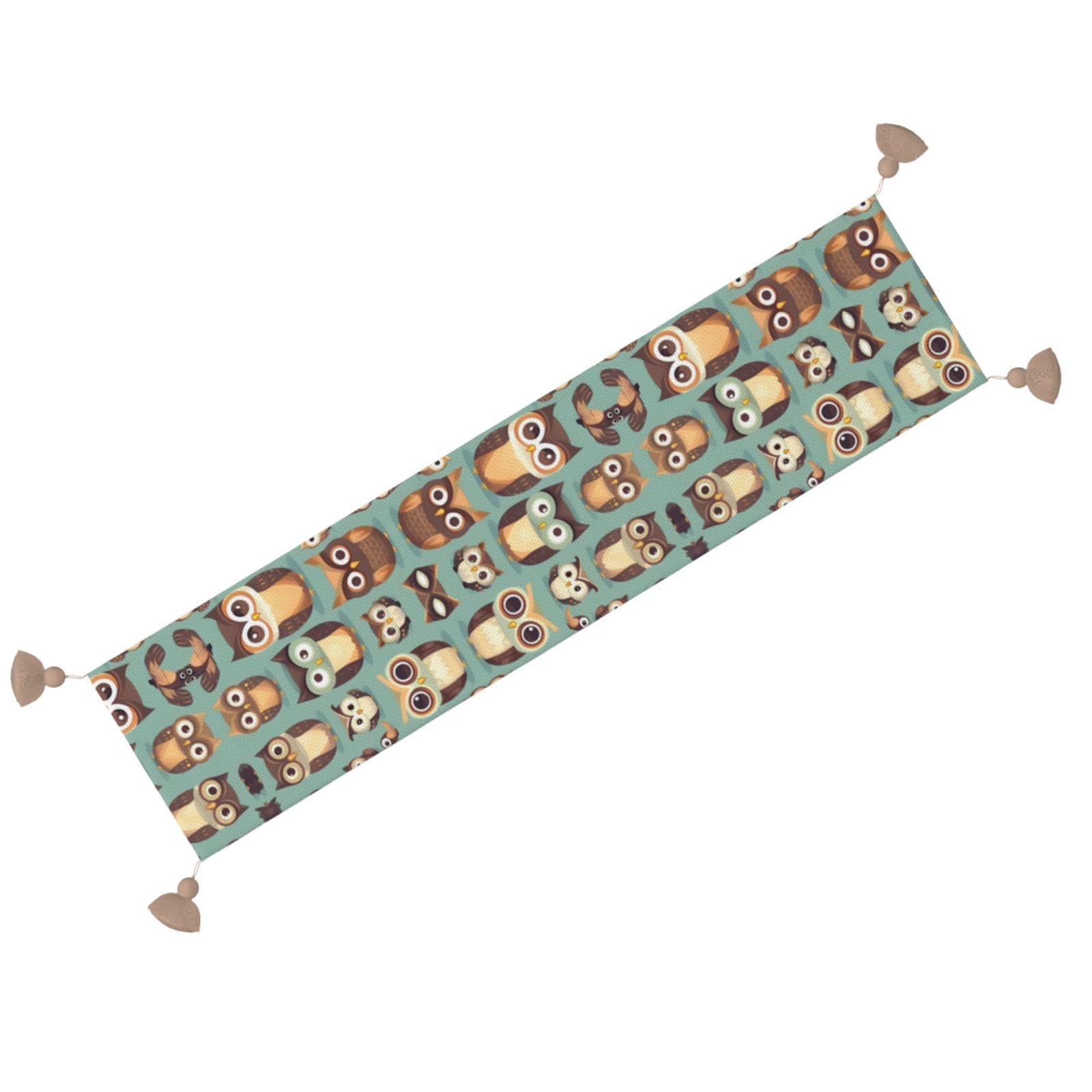 Runner Da Tavola DII Con Gufi | 35,6 X 177,8 Cm | Ricamato In Poliestere Per Autunno