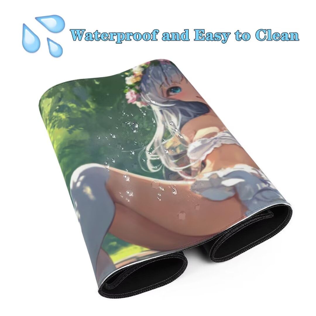 Podkładka pod mysz anime 150 x 80 cm, duża podkładka pod mysz, wodoodporna wróżka, podkładka pod mysz XXL, gamingowa podkładka pod mysz z antypoślizgową gumową podstawą podkładki pod mysz na akcesoria